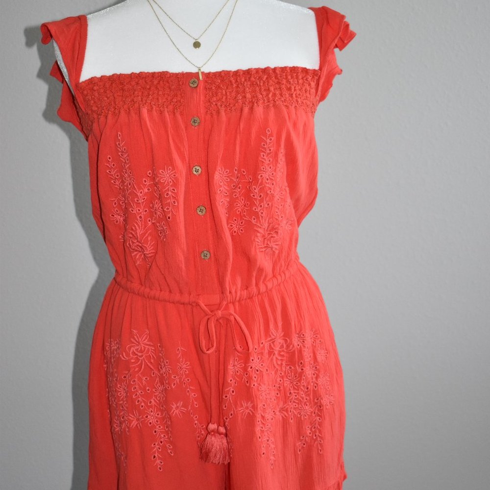 NEW AE Embroidered Front Button Romper Sz M